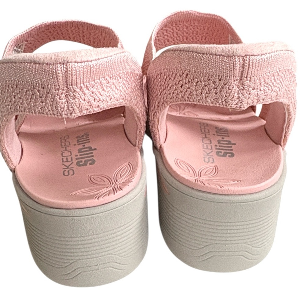 Skechers Pink Textured Wedge Sandals - Picture 7 of 9